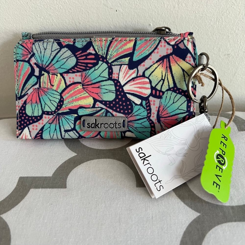 Sakroots Butterfly Print Wallet One Size Blue Pink - Picture 3 of 5